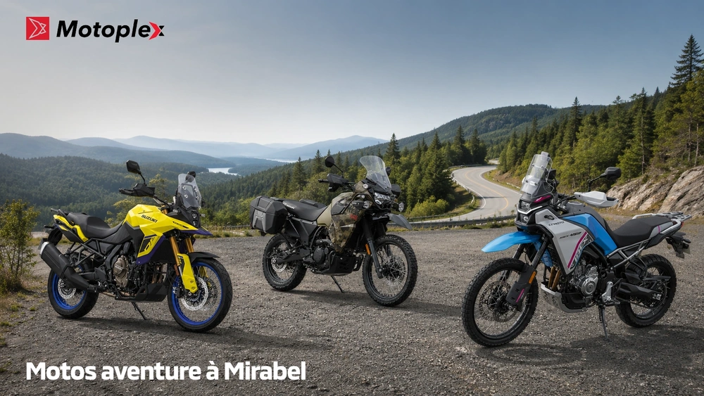 Motos aventure à Mirabel | KLR 650, Ibex 450 et V-Strom 800 alt