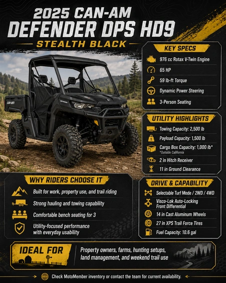 2025 Can-Am Defender DPS HD9 Stealth Black alt