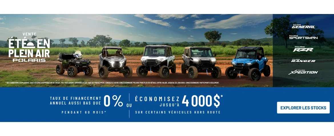 VTT et côte à côte Polaris en solde — jusqu’à 4 000 $ de rabais sur certains véhicules hors route 2026