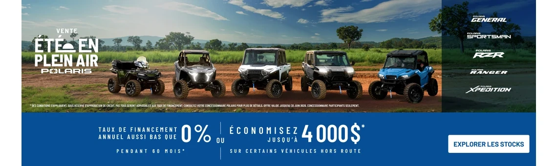 VTT et côte à côte Polaris en solde — jusqu’à 4 000 $ de rabais sur certains véhicules hors route 2026