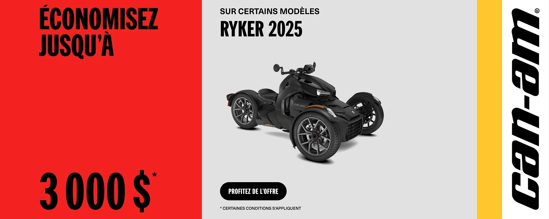 Économisez jusqu'à $3,000 sur certains modèles Ryker 2025 alt