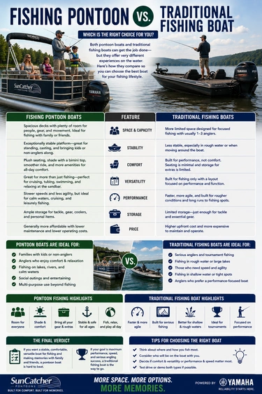 Fishing Pontoon vs Traditional Fishing Boat alt