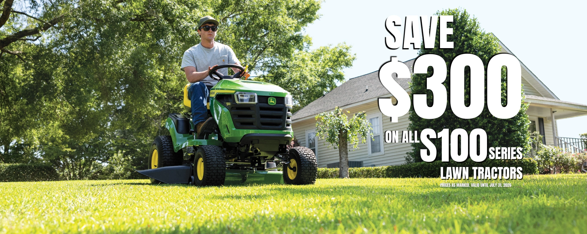 Save $300 on all S100 Series Lawn Tractors alt