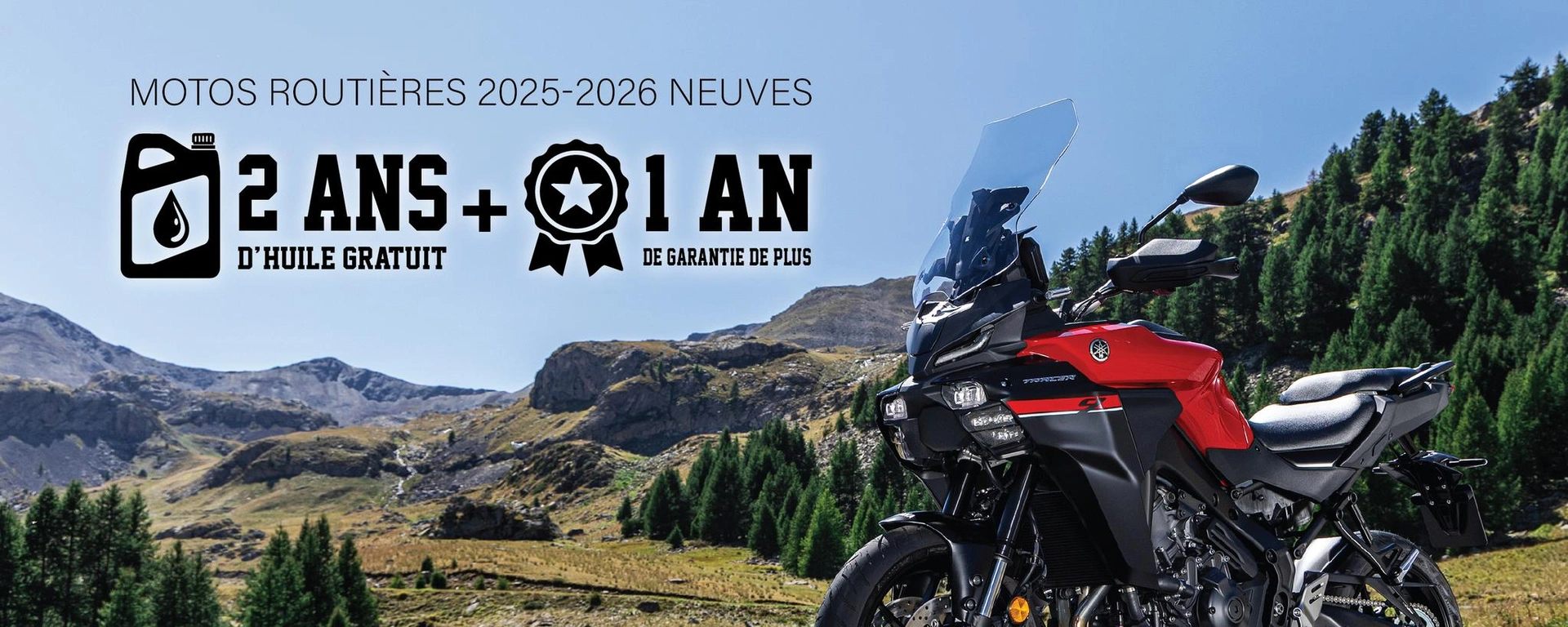 Motos routières 2025-2026 - 2 ans huile et 1 an garantie alt