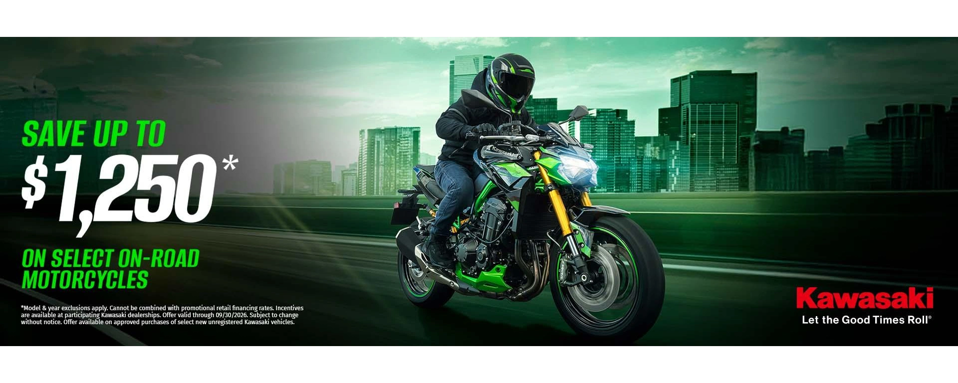 Save Up to $1,250 on Select Kawasaki Motorcycles alt