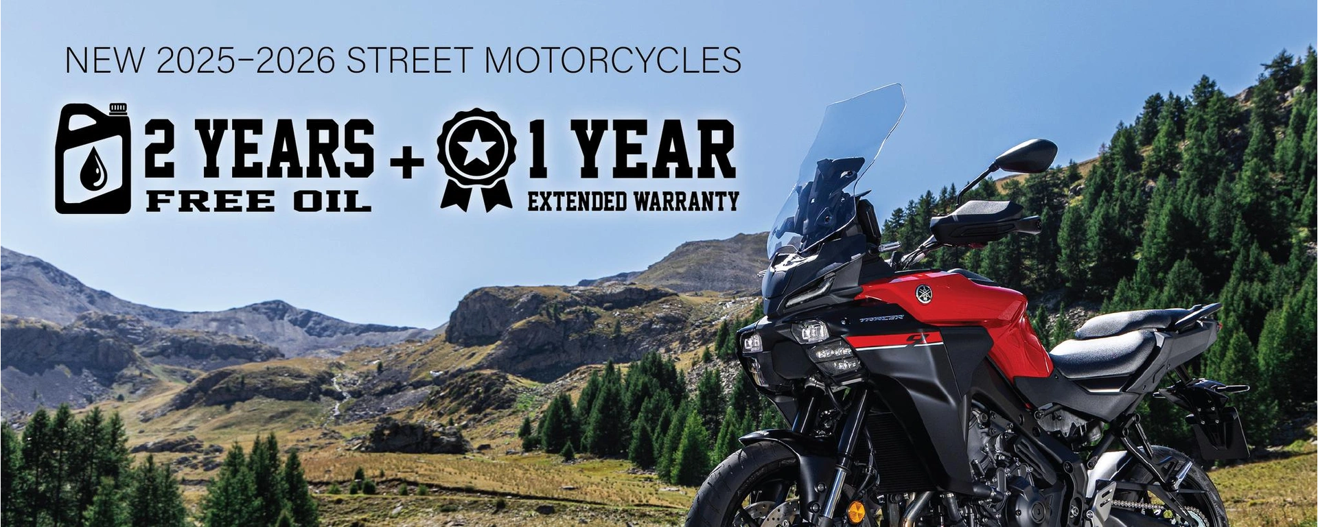 Road motorcycles - 2 years oil and 1 year warranty alt