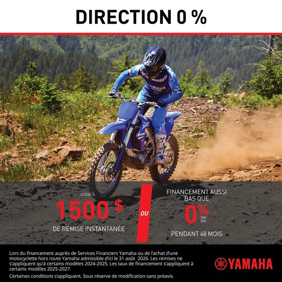 Direction 0% pour votre Motocross Yamaha 2026 à Drummondville alt