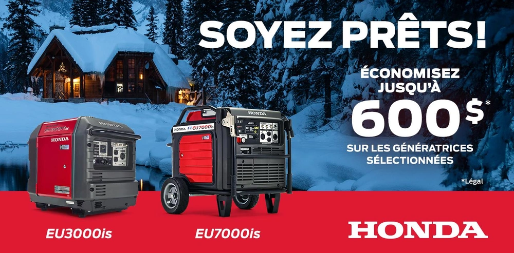 Promotion génératrices Honda – Jusqu’à 600 $ de rabais chez RM Motosport à Victoriaville! alt
