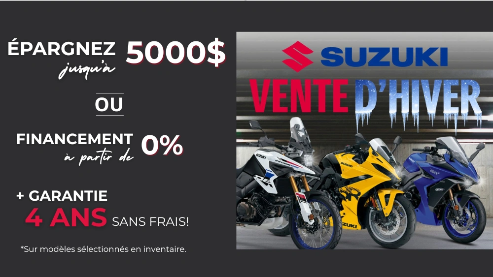Économisez jusqu’à 5 000 $ sur motos Suzuki à Victoriaville alt