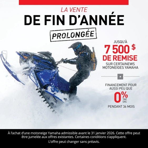 La vente (Prolongée) de fin d'Année sur les Motoneiges Yamaha alt