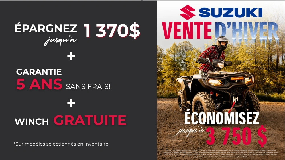 Économies jusqu’à 3 750 $ sur VTT Suzuki – RM Motosport alt