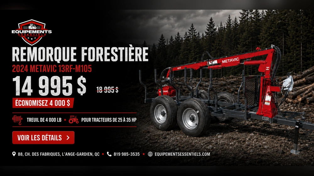 Facilitez vos travaux forestiers avec la remorque Metavic 13RF-M105! alt