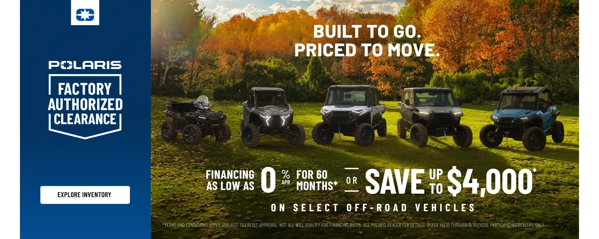 Up to $4,000 off or Financing as low as 0.00% for 60 months on select Models alt