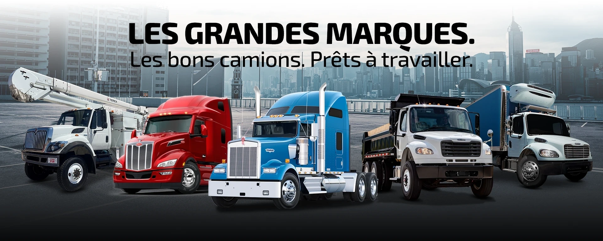 Les grandes marques. Les bons camions. Prêts à travailler. alt