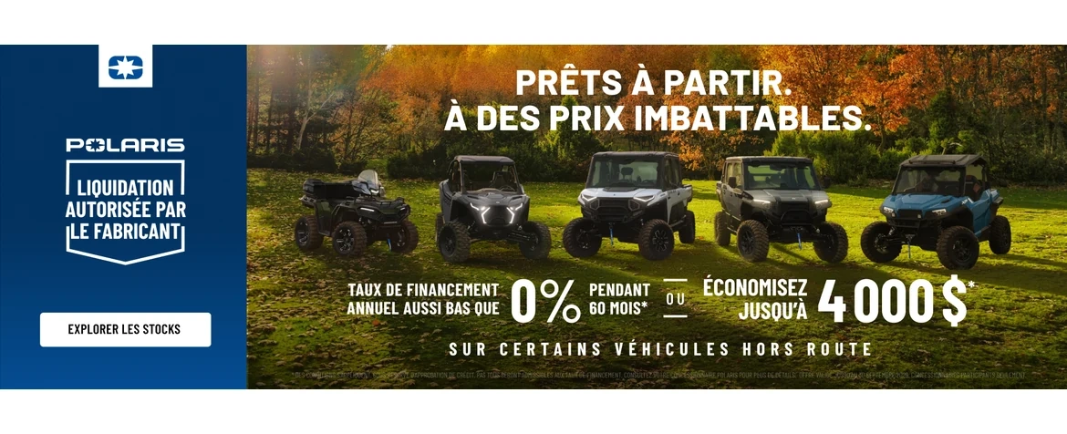 Jusqu’à 4 000 $ de remise ou taux de financement aussi bas que 0,00 % pendant 60 mois sur certains modèles