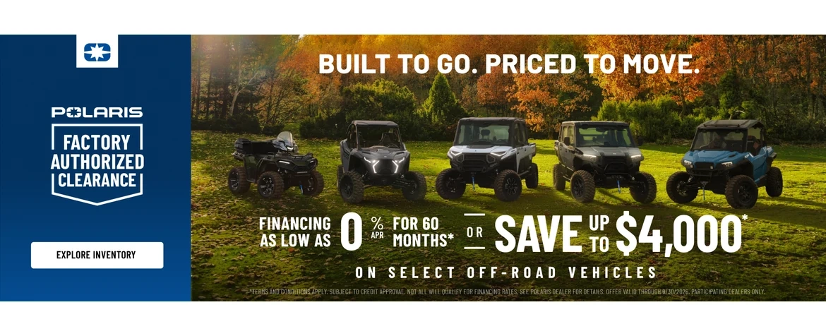 Up to $4,000 off or Financing as low as 0.00% for 60 months on select Models
