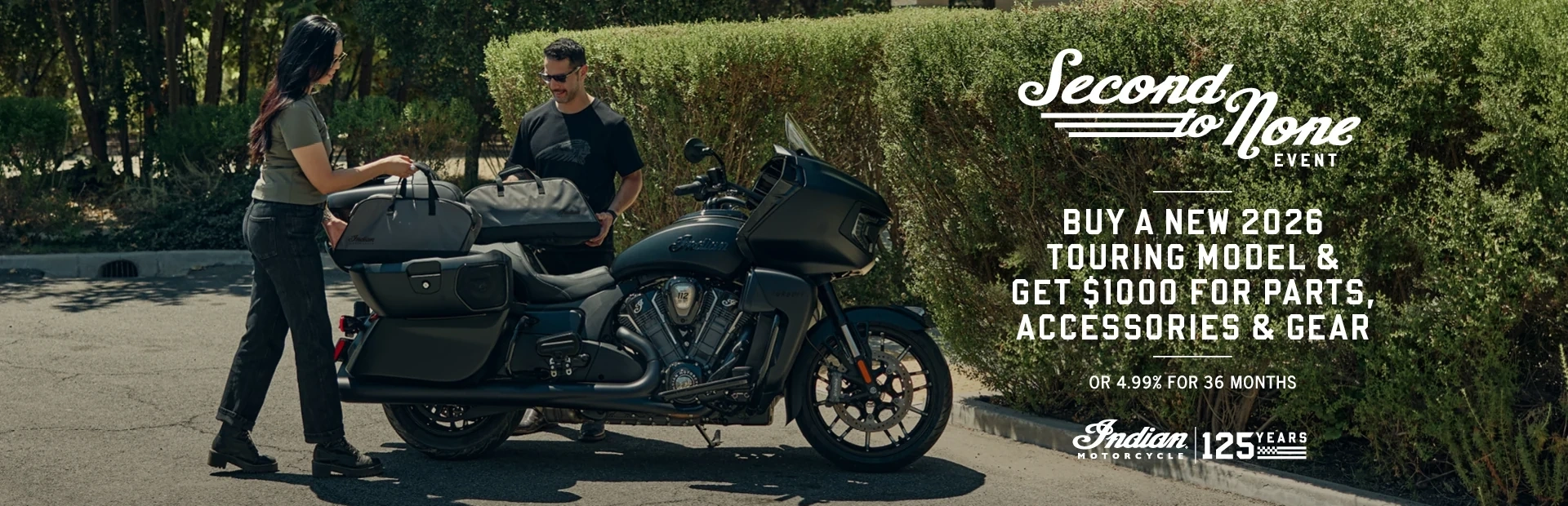 $1,000 off Parts, Accessories, Clothing & Gear with a NEW Indian Motorcycle Pursuit or Roadmaster Purchase alt