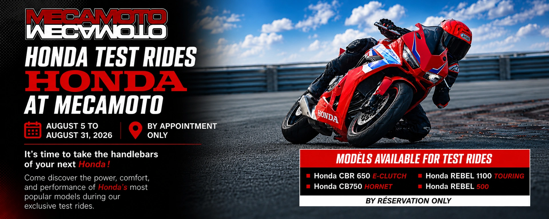 Come experience excellence on two wheels at MECAMOTO! By appointment only. alt