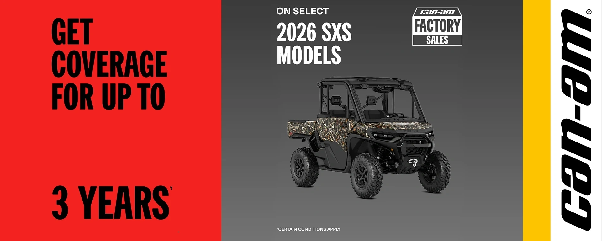 Get coverage for up to 3 years on select 2026 SXS models alt