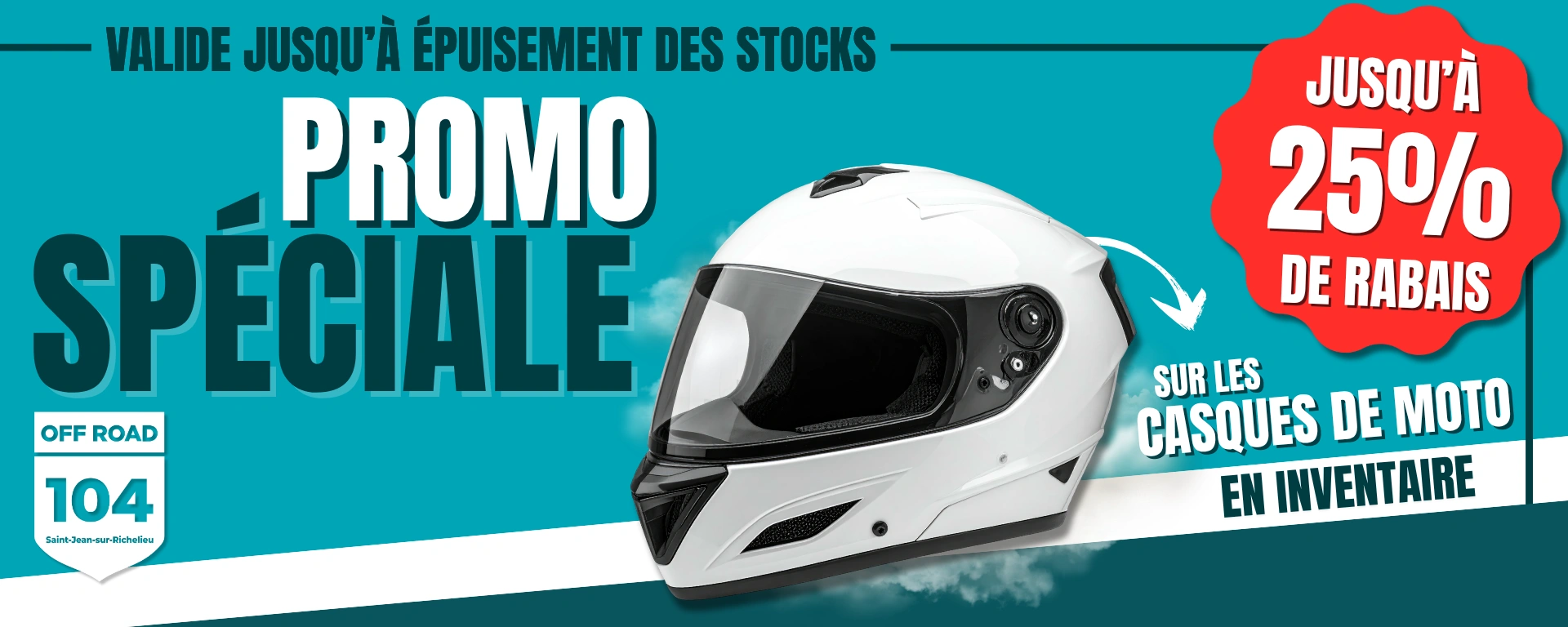 Obtenez jusqu'à 25 % de rabais sur une sélection de casques de moto en inventaire. alt