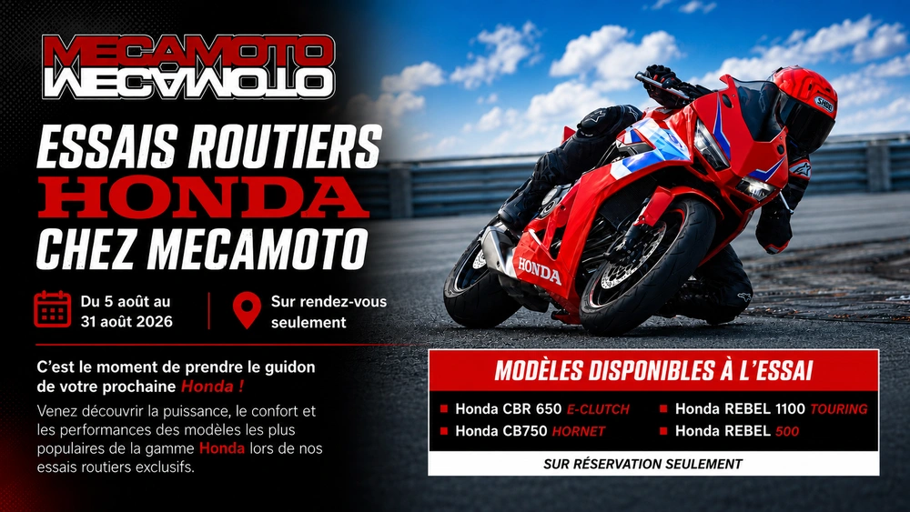 ESSAIS ROUTIERS HONDA CBR650R • CB750 • REBEL 500 • REBEL 1100 alt