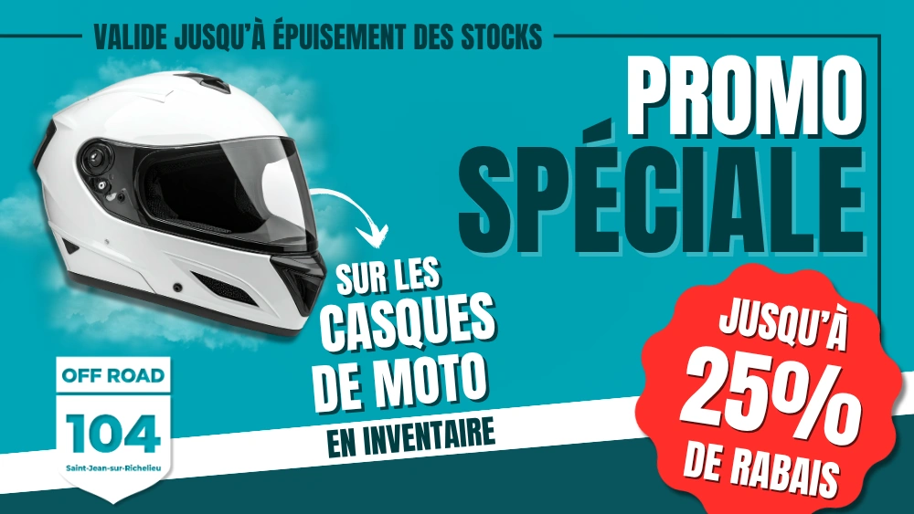 🏍️ Jusqu'à 25 % de rabais sur les casques de moto en inventaire! alt