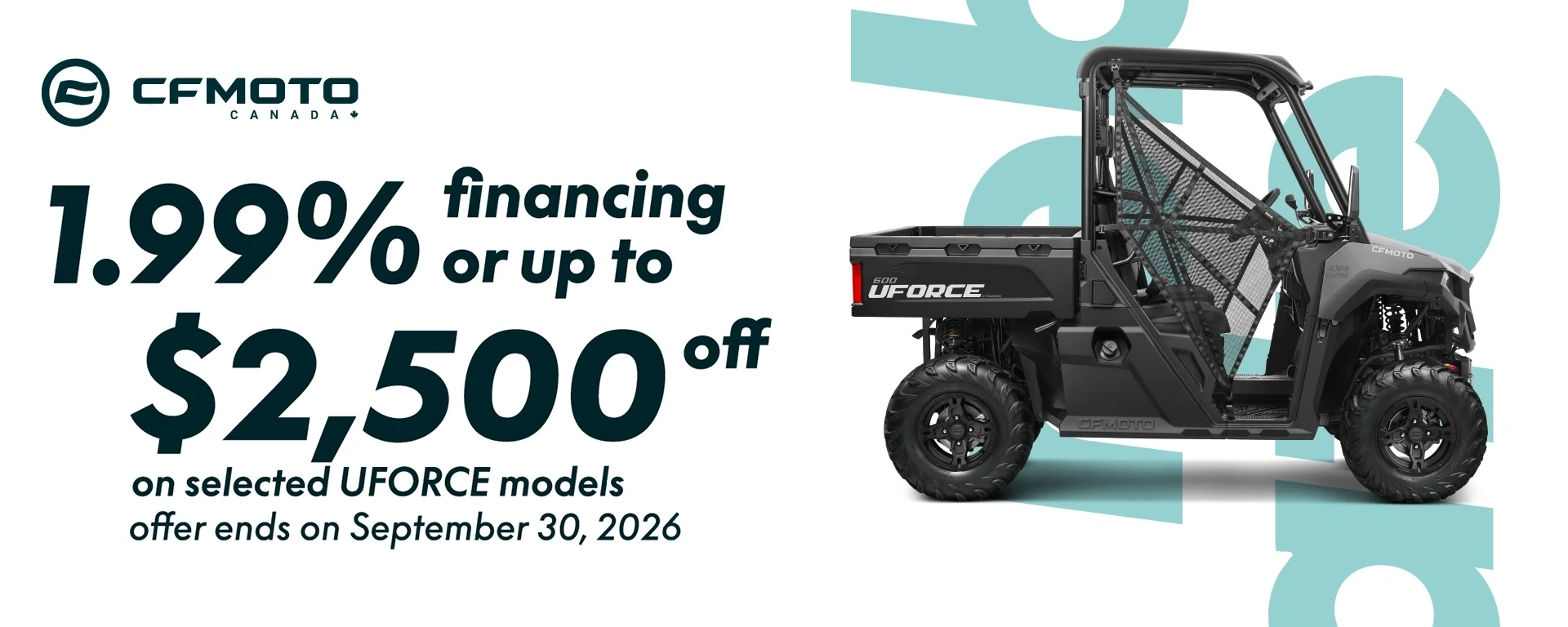 CFMOTO - UFORCE - 1,99% Financing or Up to $2,500 OFF alt