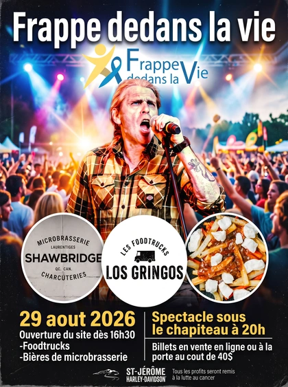 Randonnée à moto et spectacle pour la lutte au cancer- Frappe dedans la vie! alt