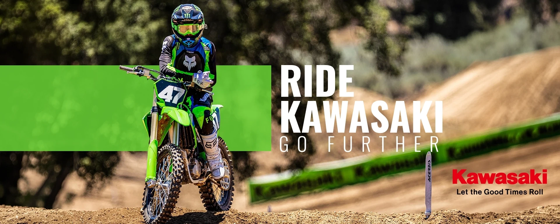 Ride Kawasaki. Go Further. alt