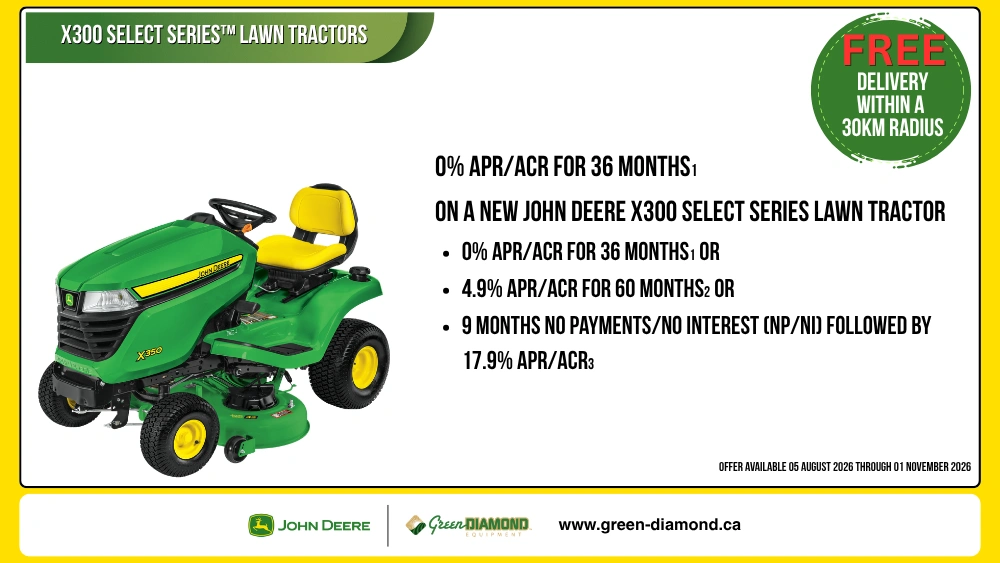 0% for 36 Months on NEW X300 SELECT SERIES MOWERS alt