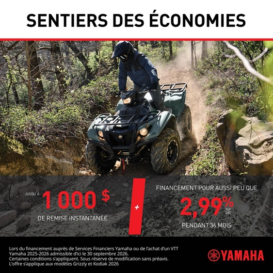 Le sentiers des économies pour les VTT Yamaha 2026 alt