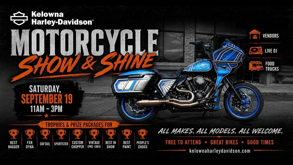 Kelowna H-D® Motorcycle Show & Shine - SAT. SEPT. 19/26 11am to 3pm alt