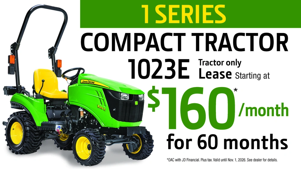 Lease a John Deere 1 Series Compact Tractor for $160/month* alt