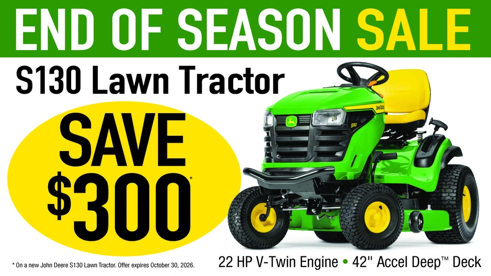 Save $300 on an S130 Lawn Tractor alt