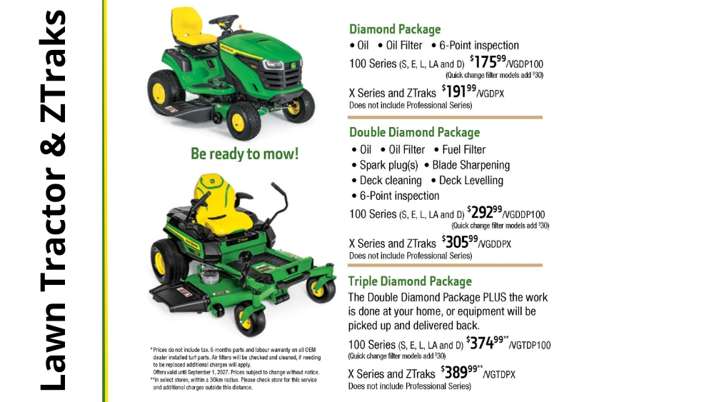 Lawn Tractors & Ztraks - Preventative Maintenance Packages alt