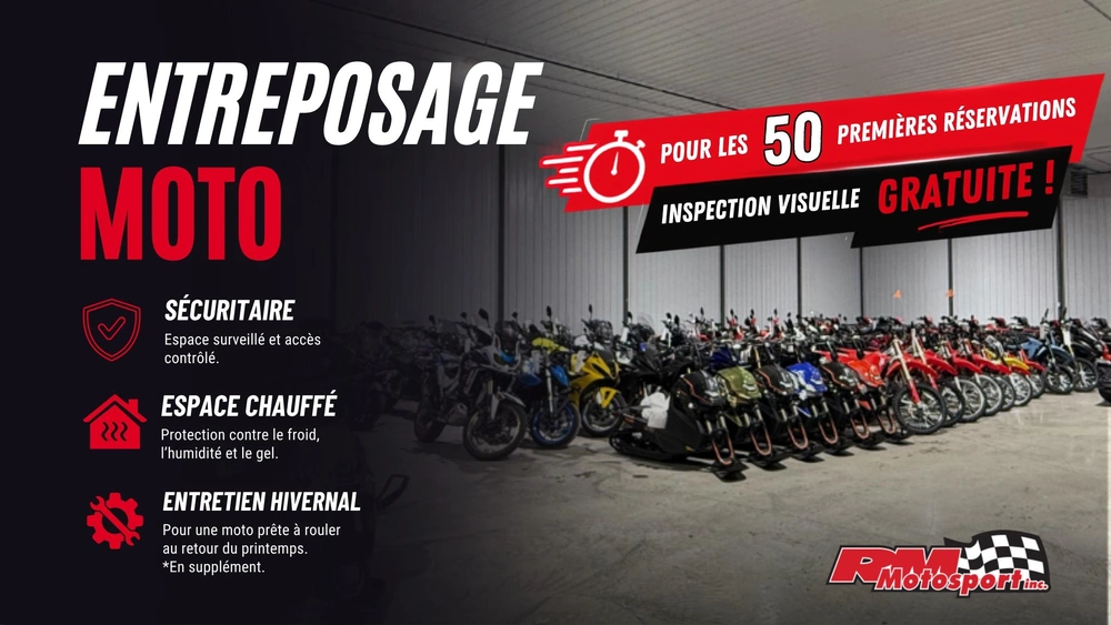 Réservez tôt votre entreposage moto : on vous offre l’inspection