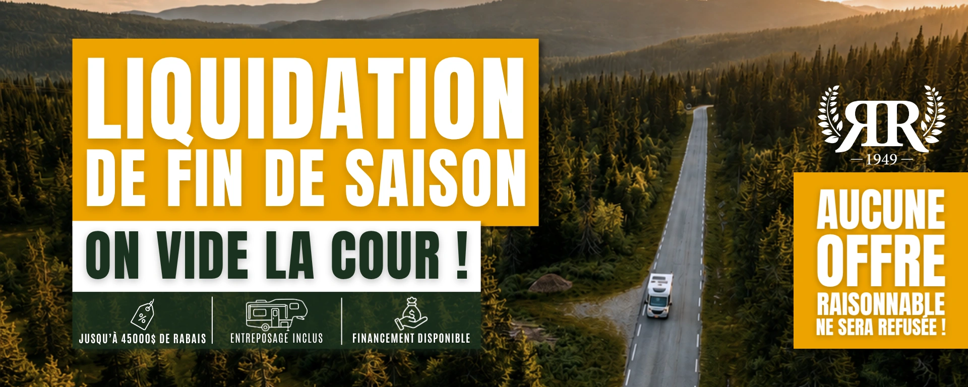 Liquidation de fin de saison chez Roulottes Rémillard : jusqu’à 45 000 $ de rabais, entreposage inclus et financement disponible. alt