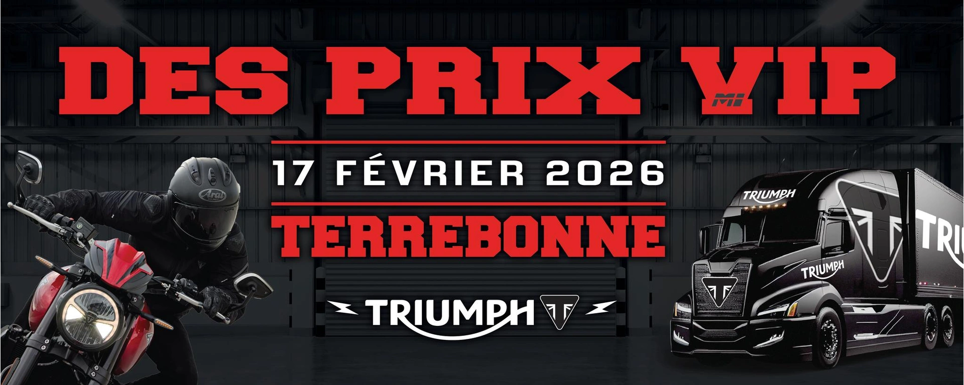 Motos Illimitées Terrebonne a le plaisir de vous inviter à une journée VIP Triumph, le mardi 17 février. alt