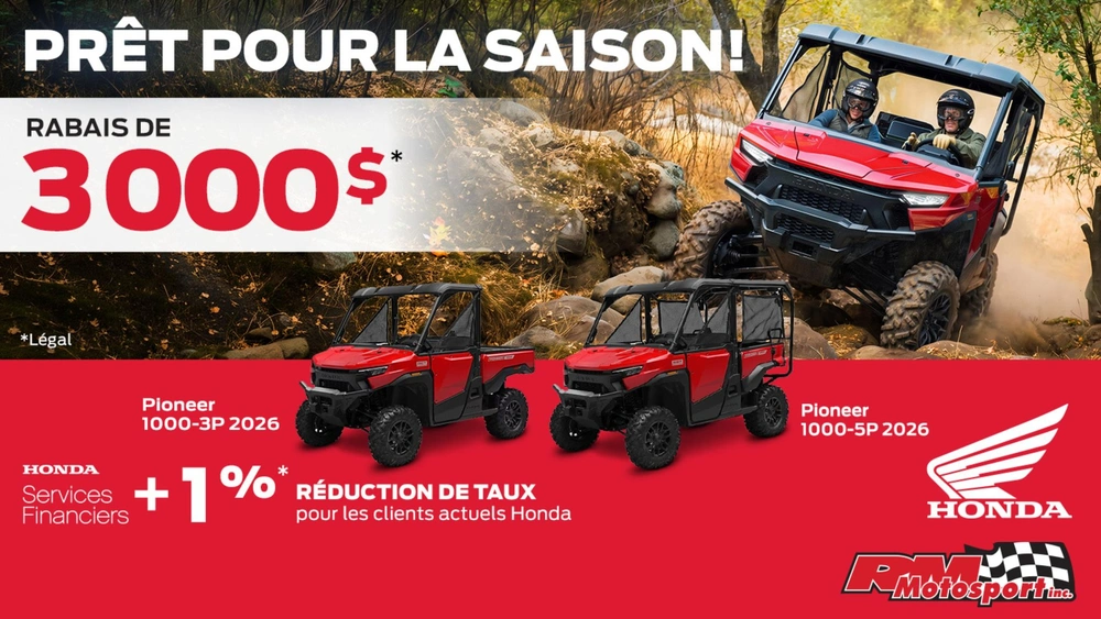 Honda Pioneer : jusqu’à 3 000 $ de rabais