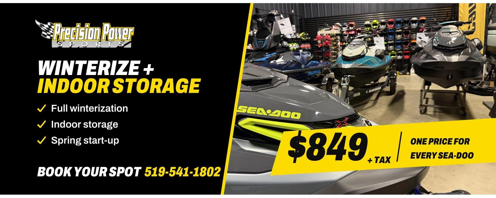 Sea-Doo winterize + indoor storage, $849 + tax alt