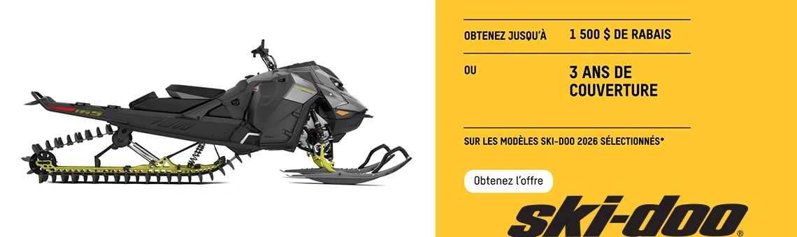 Obtenez jusqu’à 1 500 $ de rabais ou 3 ans de protection sur les modèles Ski-Doo 2026 sélectionnés (Deepsnow)
