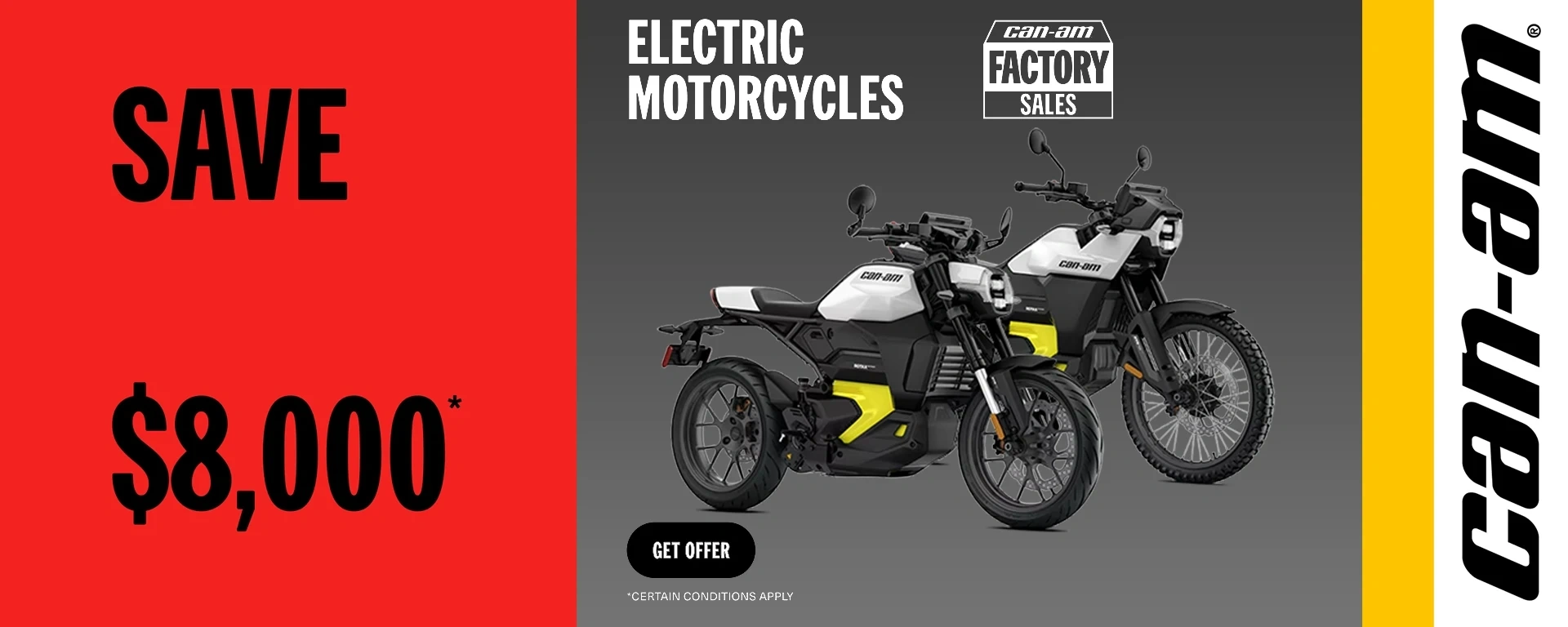 Save $8,000 on all MY25 electric motorcycles alt