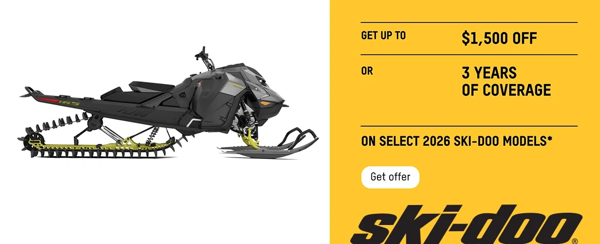Get up to a $1,500 rebate or 3 years of coverage on select 2026 Ski-Doo models (Deepsnow)