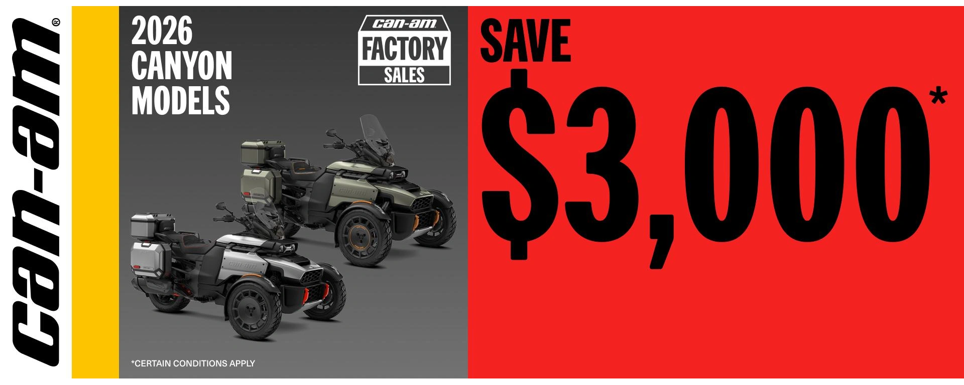 Save up to $3,000 on select 2026 Canyon alt