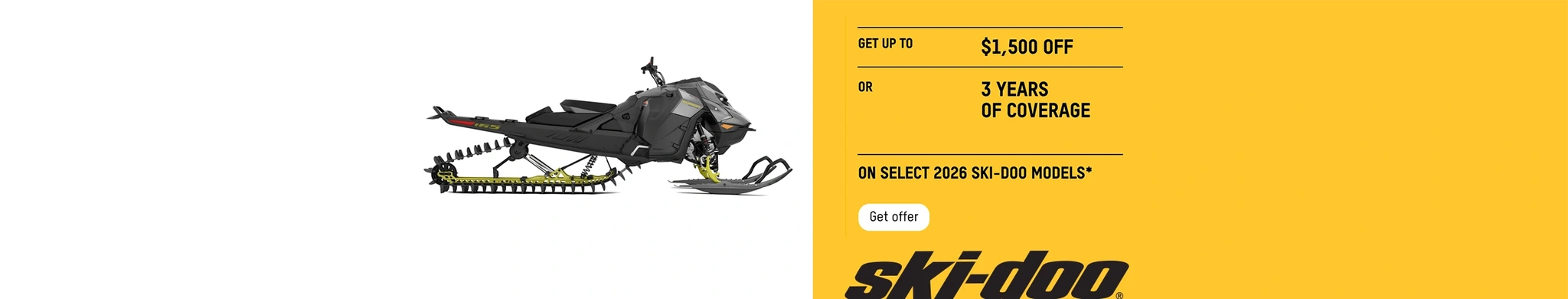 Get up to a $1,500 rebate or 3 years of coverage on select 2026 Ski-Doo models (Deepsnow)