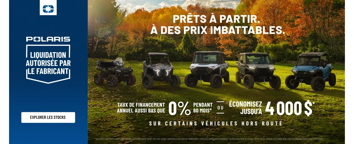 Jusqu'à 4 000 $ de réduction ou un financement à partir de 0,00 % pendant 60 mois sur certains modèles
