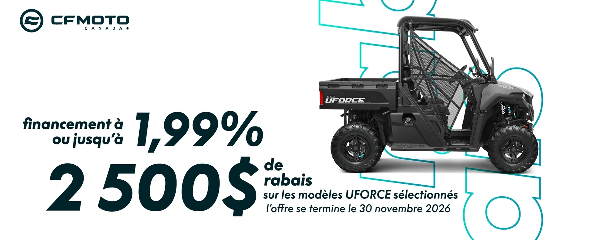 CFMOTO - UFORCE - Financement à 1,99% ou Jusqu'à 2 500 $ de rabais alt