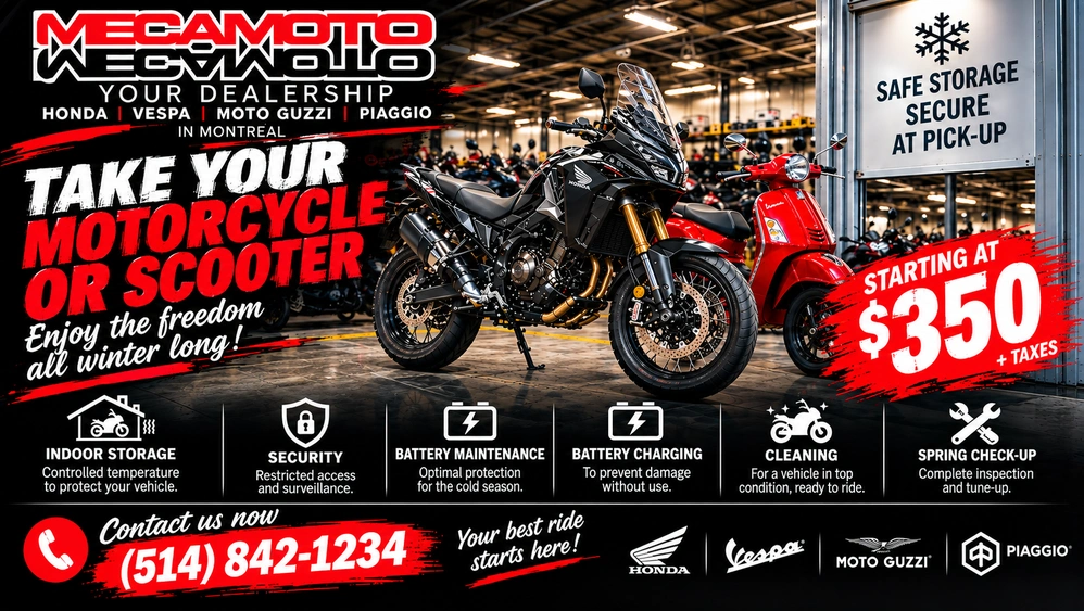 STORE YOUR MOTORCYCLE OR SCOOTER WITH MECAMOTO THIS WINTER alt