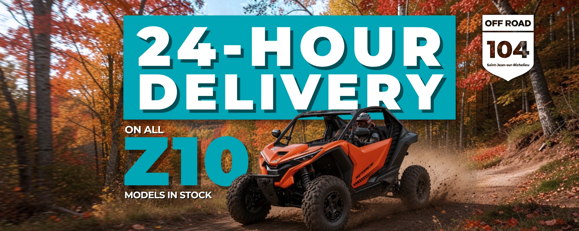 Explore in-stock CFMOTO ZFORCE Z10 models at Off Road 104 with delivery within 24 hours.