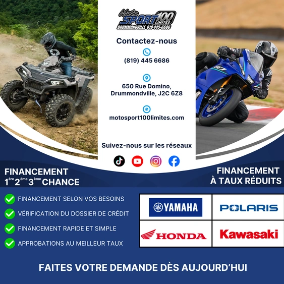 Financement VTT, Moto, Motoneige et Côte-à-côte à Drummondville | Moto Sport 100 Limites
